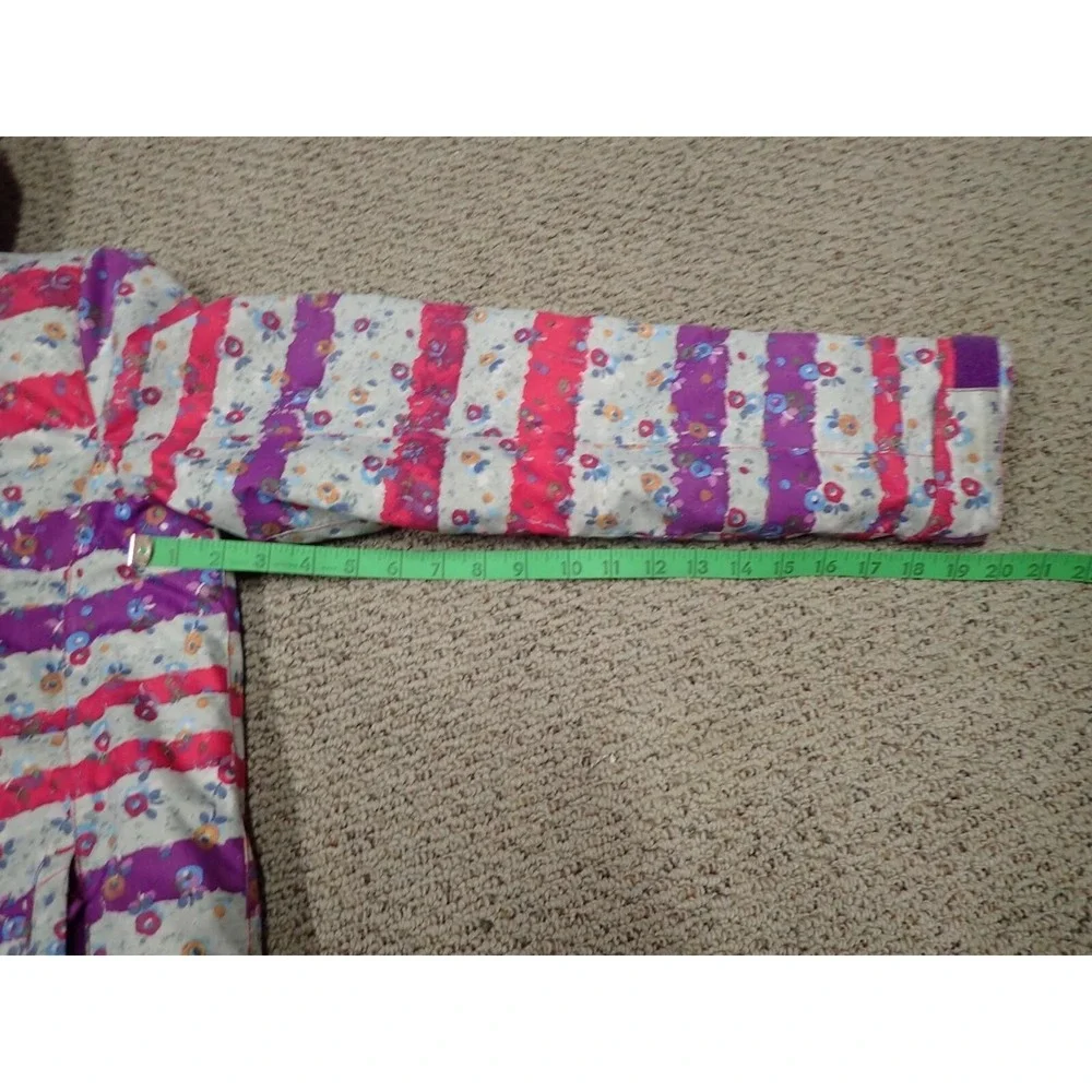 Roxy Snow Jacket Girls XL 16 Pink Purple Floral Stripe Excellent 10K‎ DryFlight